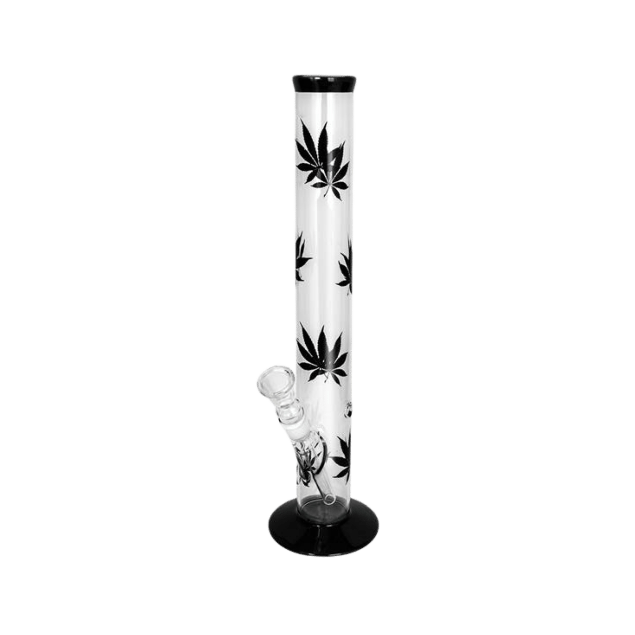 Glas Bong Hemp Leaf Black 42 cm mit Hanfblatt-Design