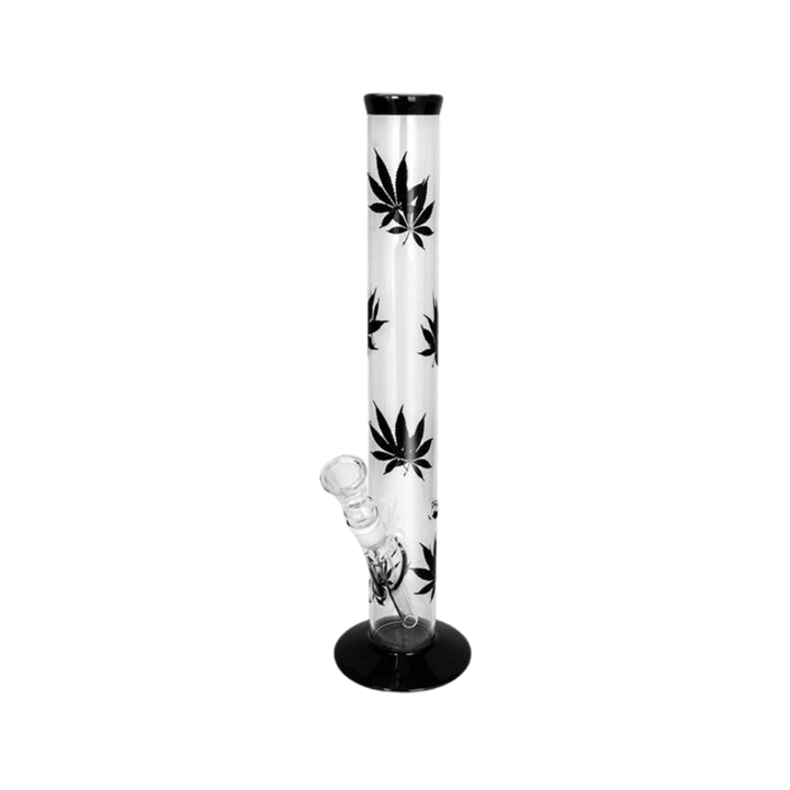 Glas Bong Hemp Leaf Black 42 cm mit Hanfblatt-Design