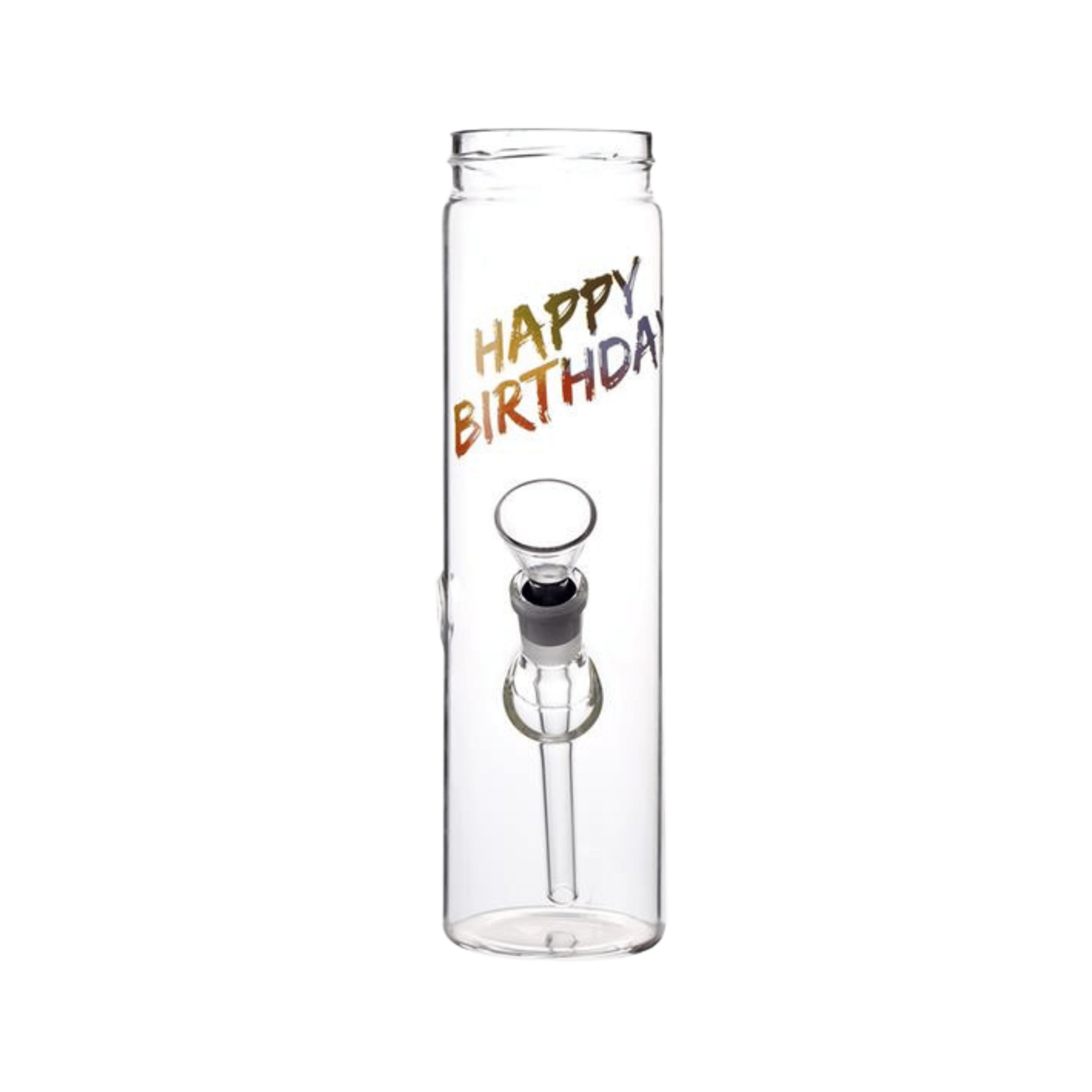 Glas Bottle Bong Happy Birthday 22 cm, transparent