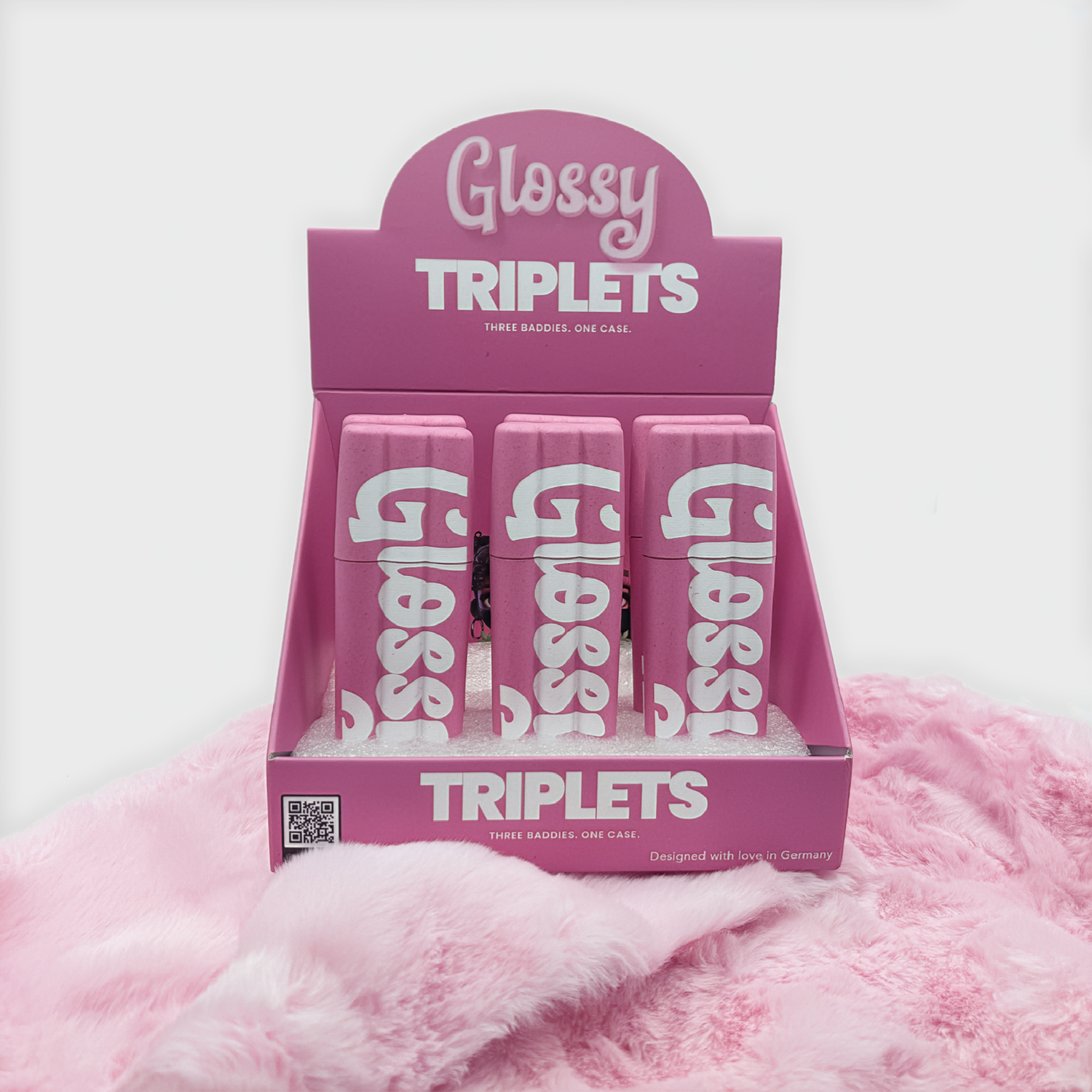 Glossy Triplets Display mit ca. 12 Case Tubes
