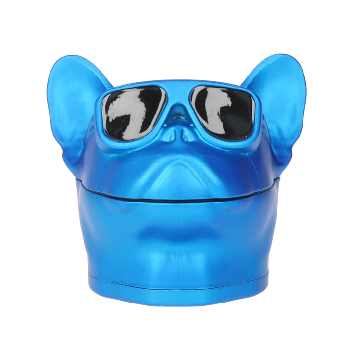 Grinder 4-teilig, Hund mit Brille, Blau – Mühle für Kräuter und Tabak