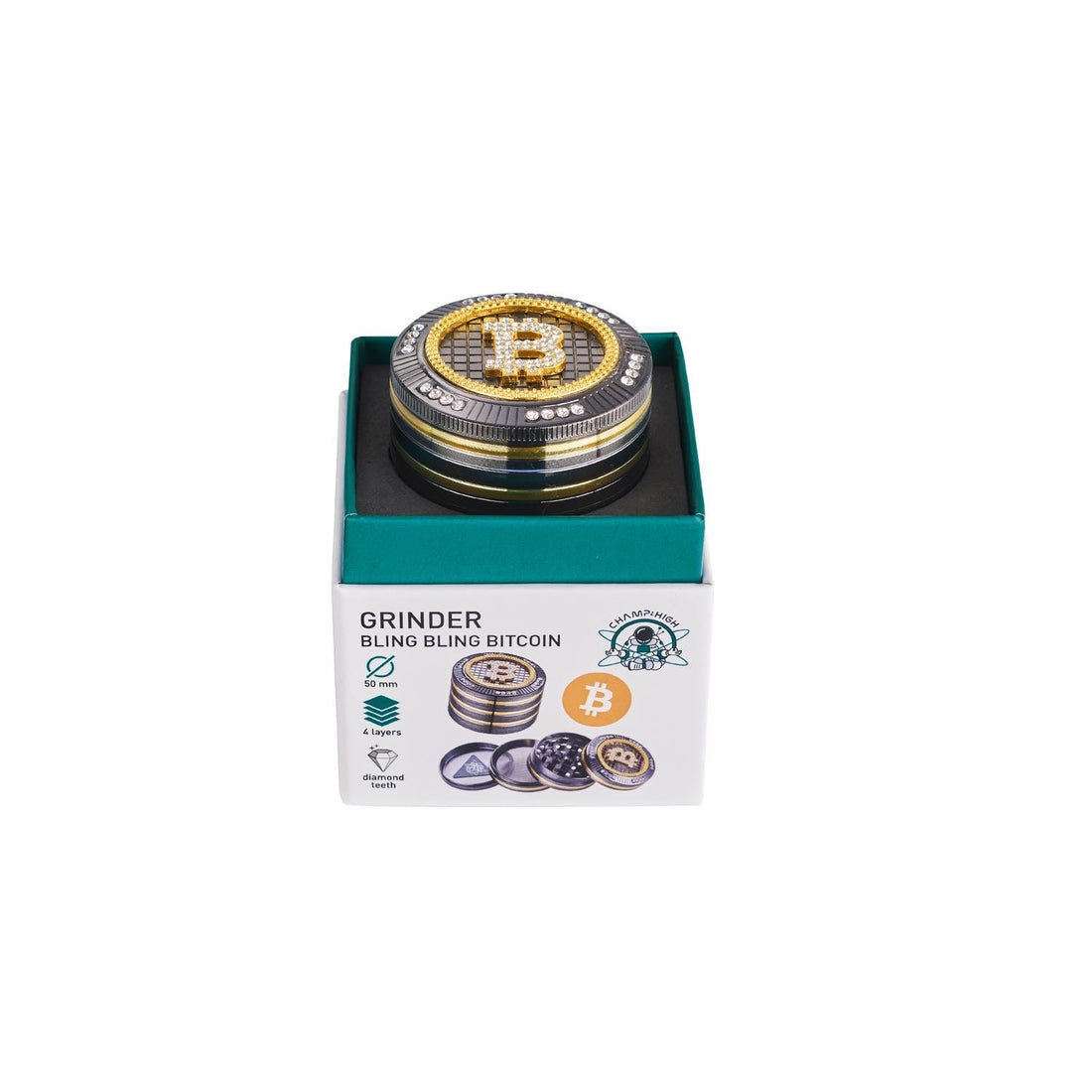 Grinder Bling Bling Bitcoin - 50mm - 4 Layers kaufen bei rauchwerk.ch