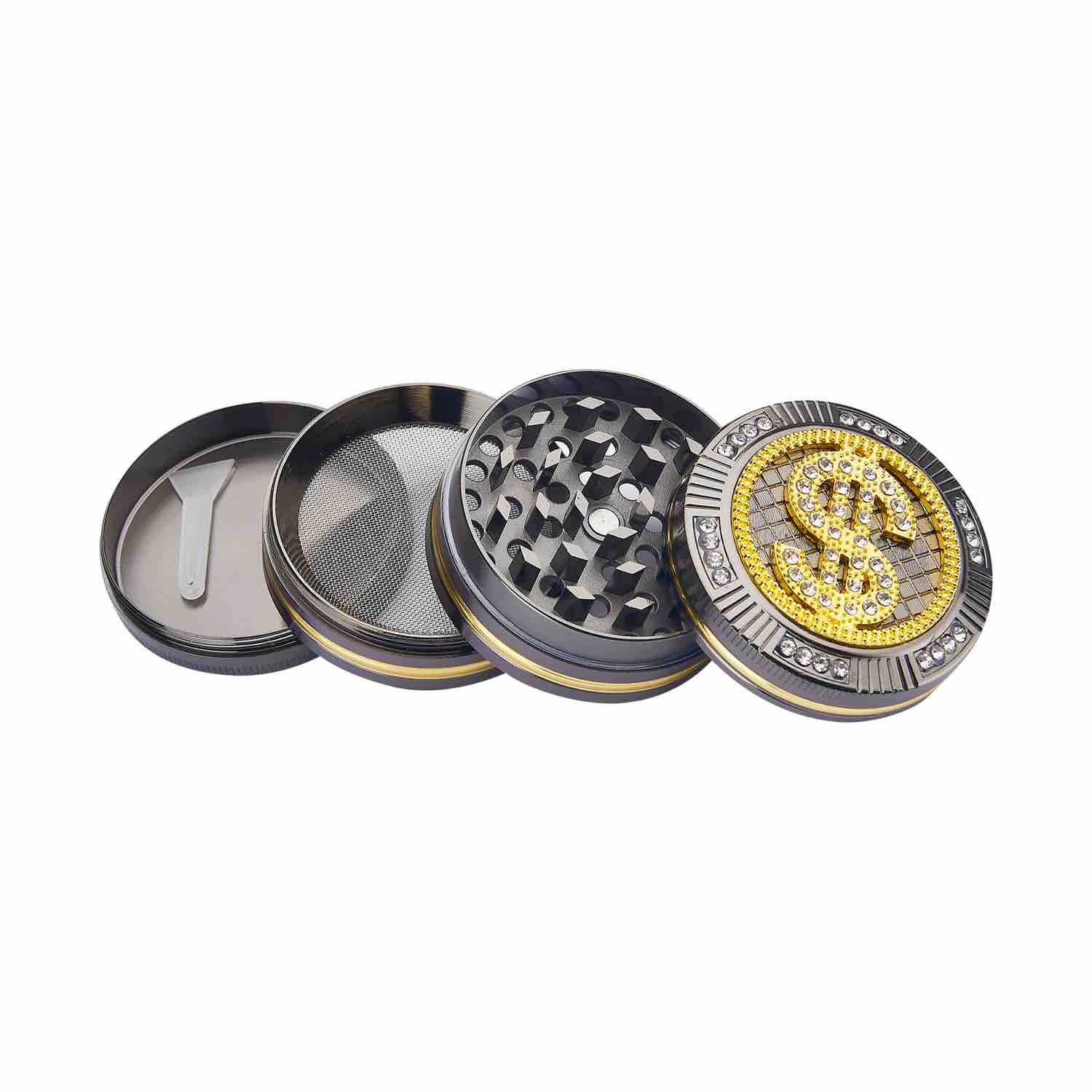Grinder Bling Bling Dollar - 50mm - 4 Layers kaufen bei rauchwerk.ch