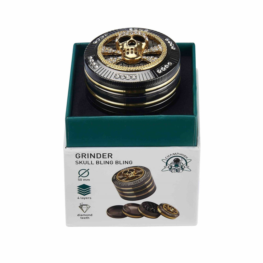 Grinder Bling Bling Skull - 50mm - 4 Layers kaufen bei rauchwerk.ch