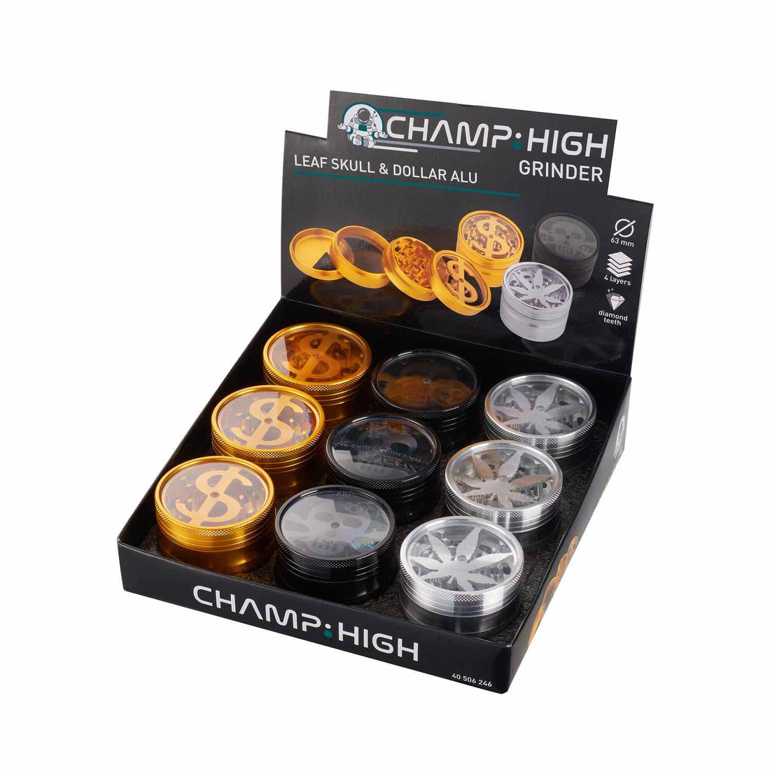 Grinder Dollar / Skull / Hemp Leaf - 63mm - 4 Layers kaufen bei rauchwerk.ch