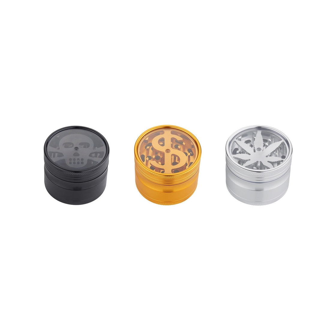 Grinder Dollar / Skull / Hemp Leaf - 63mm - 4 Layers kaufen bei rauchwerk.ch