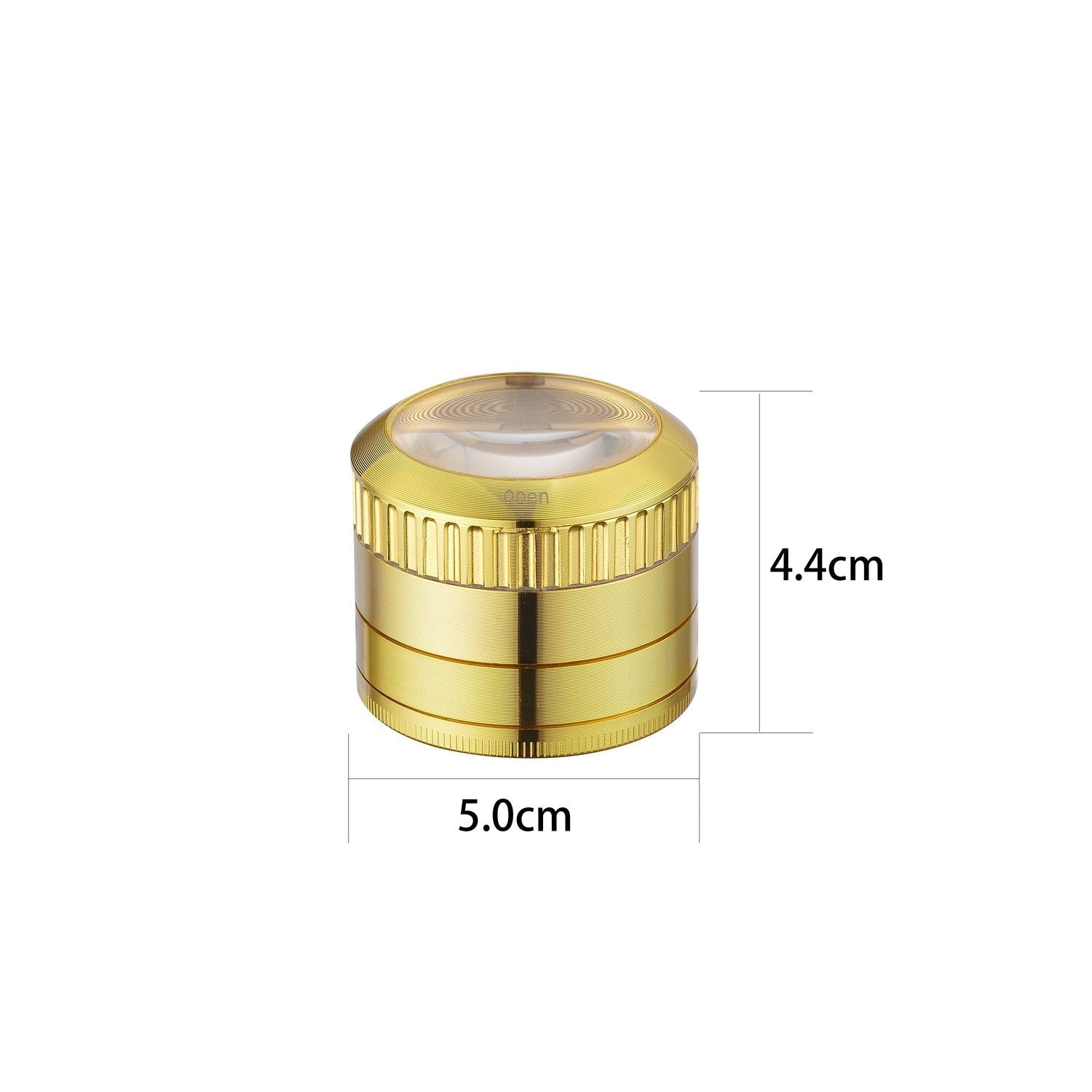Grinder Magnifier Gold mit Lupe und Staufach - 50mm - 4 Layers kaufen bei rauchwerk.ch