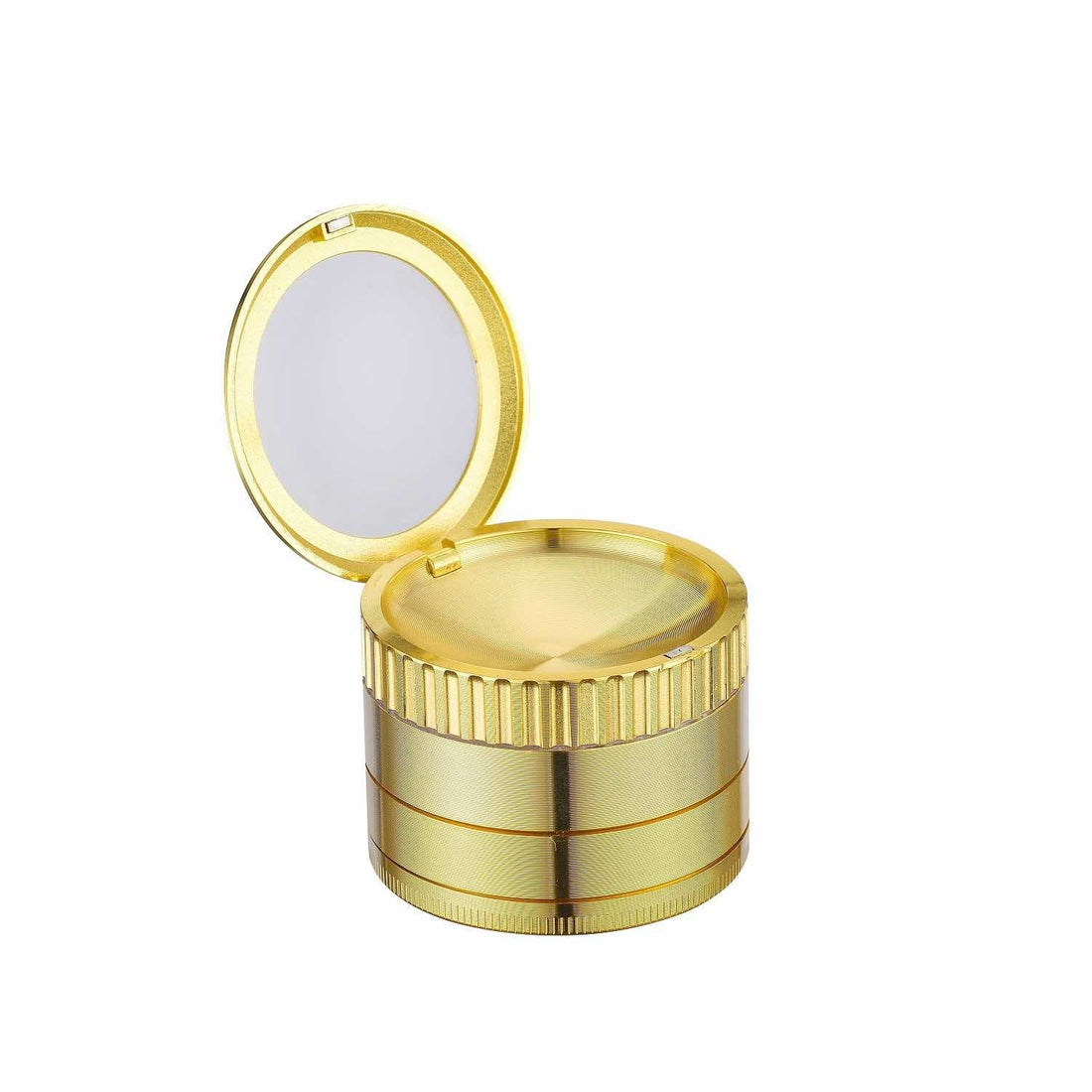 Grinder Magnifier Gold mit Lupe und Staufach - 50mm - 4 Layers kaufen bei rauchwerk.ch
