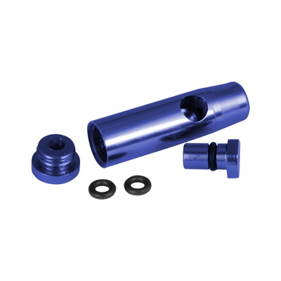 Detailansicht des BLIZZARD Dosierers aus Aluminium in Blau