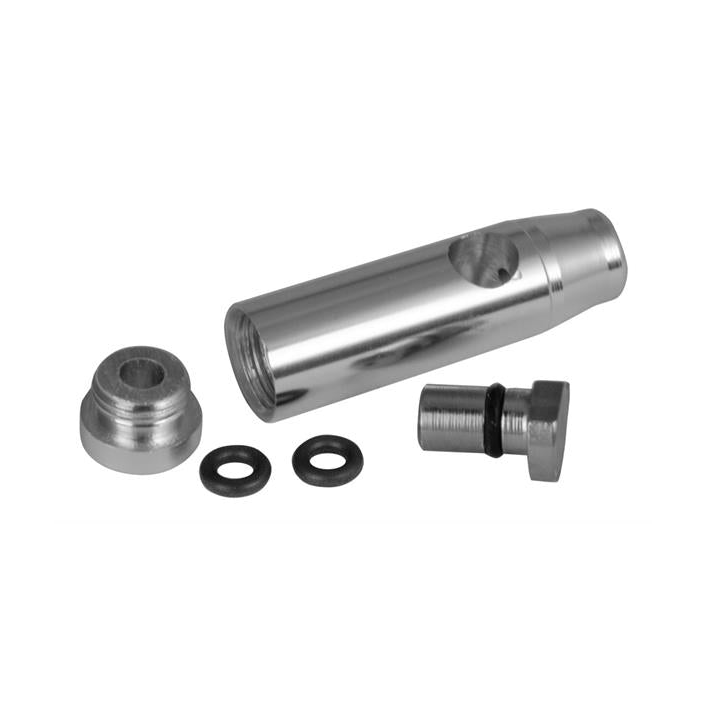 Seitenansicht des BLIZZARD Dosierers aus Aluminium in Silber