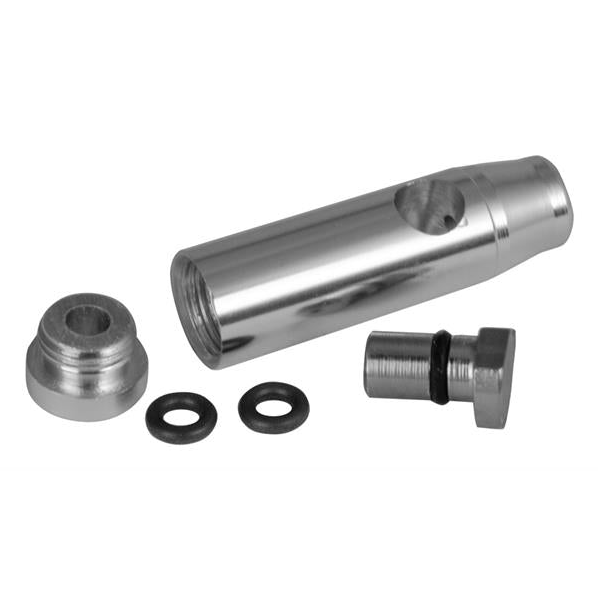 Seitenansicht des BLIZZARD Dosierers aus Aluminium in Silber