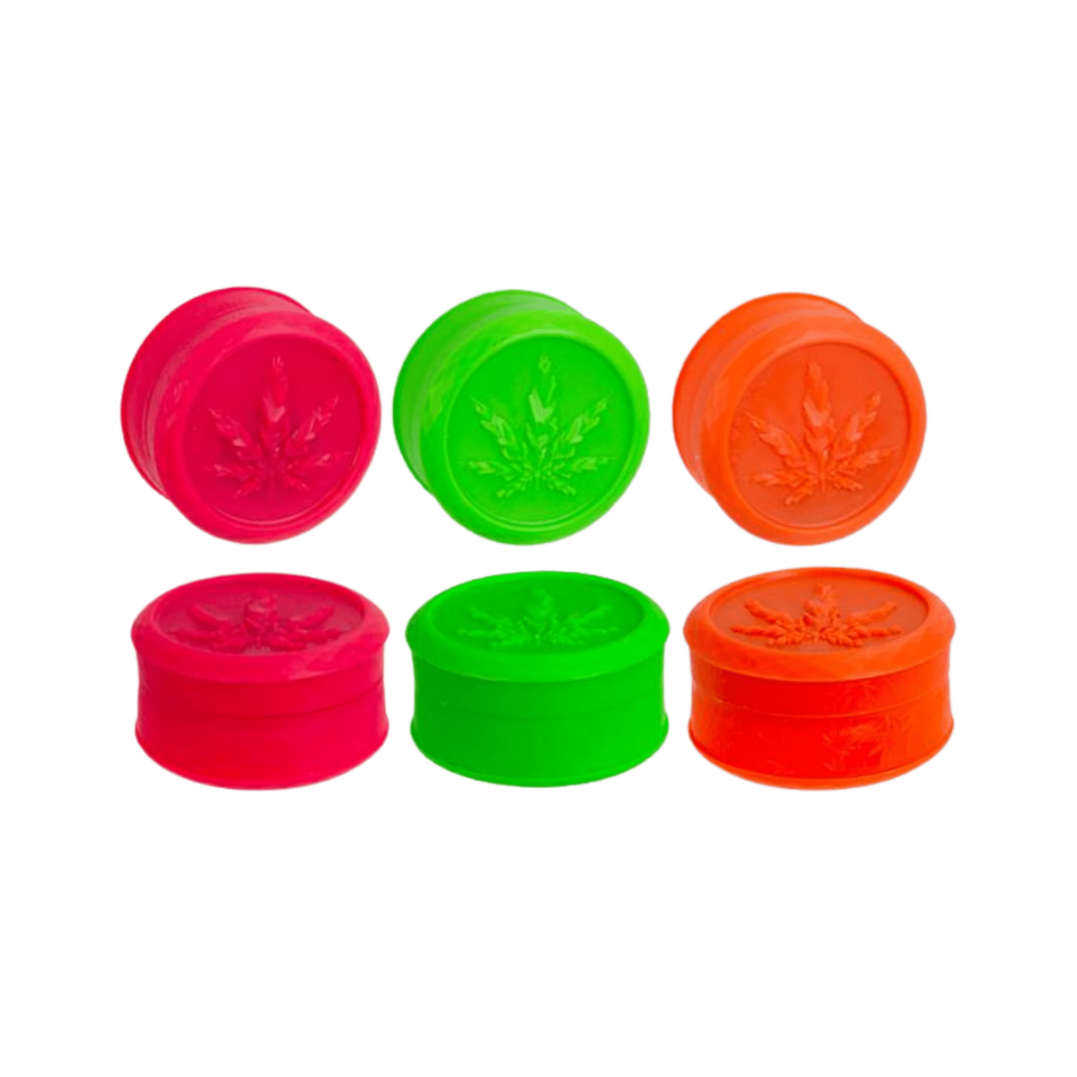 Soft Touch Neon Grinder 50mm in Rot, Grün und Orange