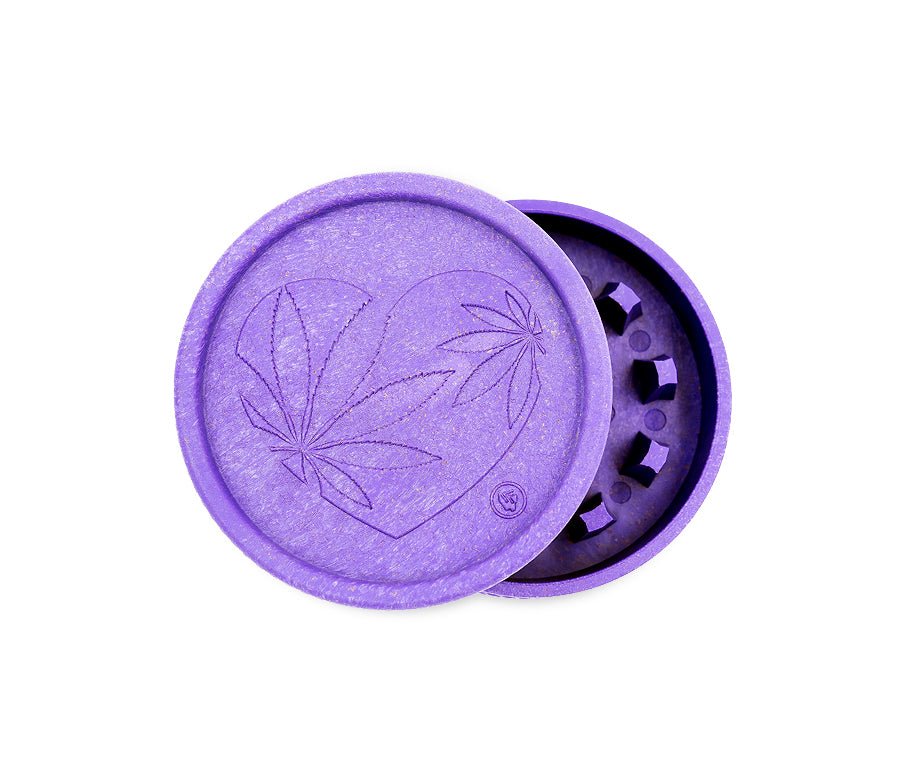 Violetter HEMP Grinder 420 Heart, 55 mm, 2-teilig
