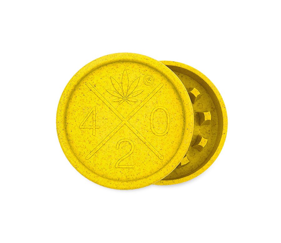 HEMP Grinder 420 Logo 55mm – Gelb (2-teilig)