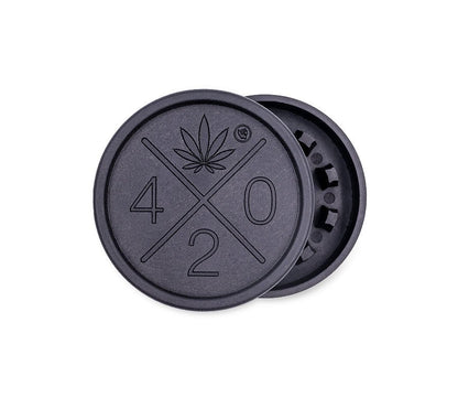 HEMP Grinder 420 Logo 55mm – Schwarz (2-teilig)