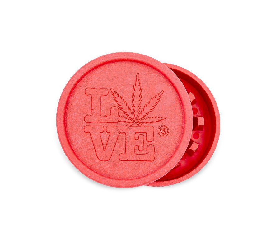 Roter HEMP Grinder 420 Love, 55 mm, 2-teilig