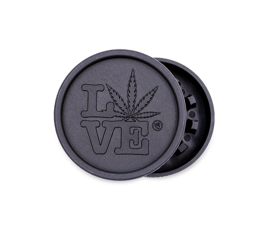 Schwarzer HEMP Grinder 420 Love, 55 mm, 2-teilig