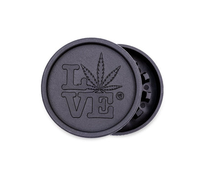 Schwarzer HEMP Grinder 420 Love, 55 mm, 2-teilig