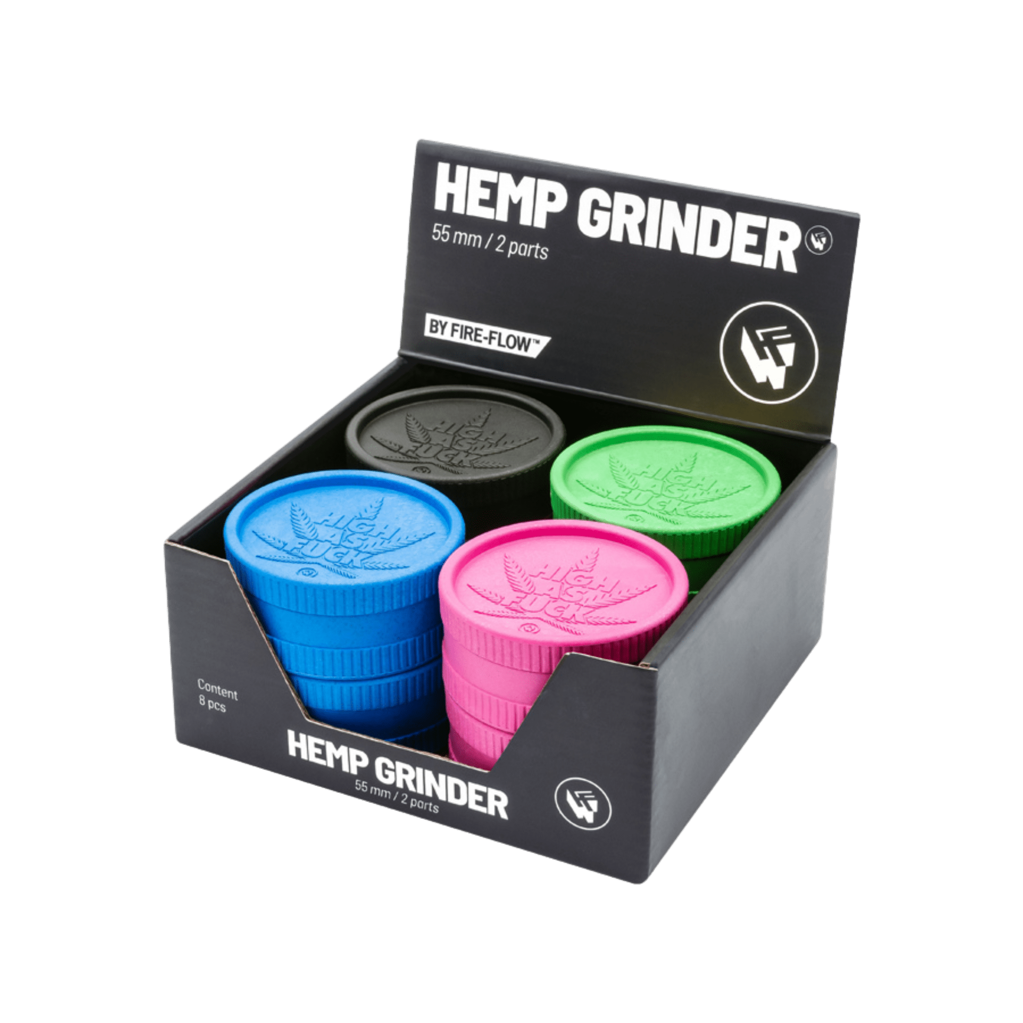Hemp Grinder High as Fuck, 55 mm, 2-teilig, Farbe