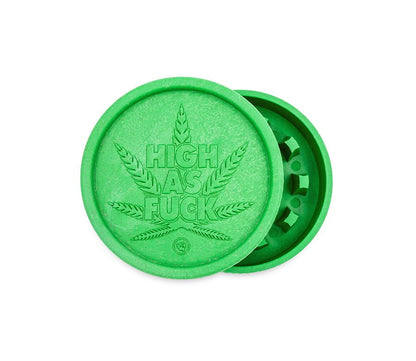 Grüner Hemp Grinder „High as Fuck“, 55 mm, 2-teilig