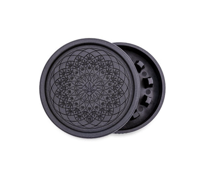 Schwarzer Hemp Grinder Leaf Pattern, 55 mm, 2-teilig