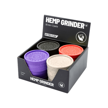 Schwarzer Hemp Grinder Leaf Pattern, 55 mm, 2-teilig