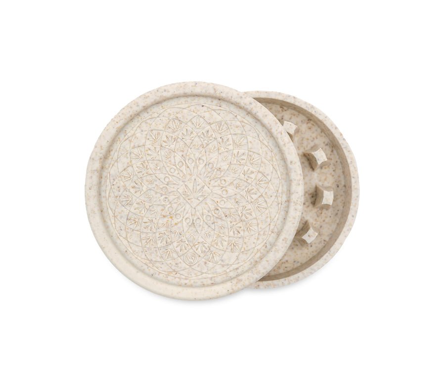 Weisser Hemp Grinder Leaf Pattern, 55 mm, 2-teilig