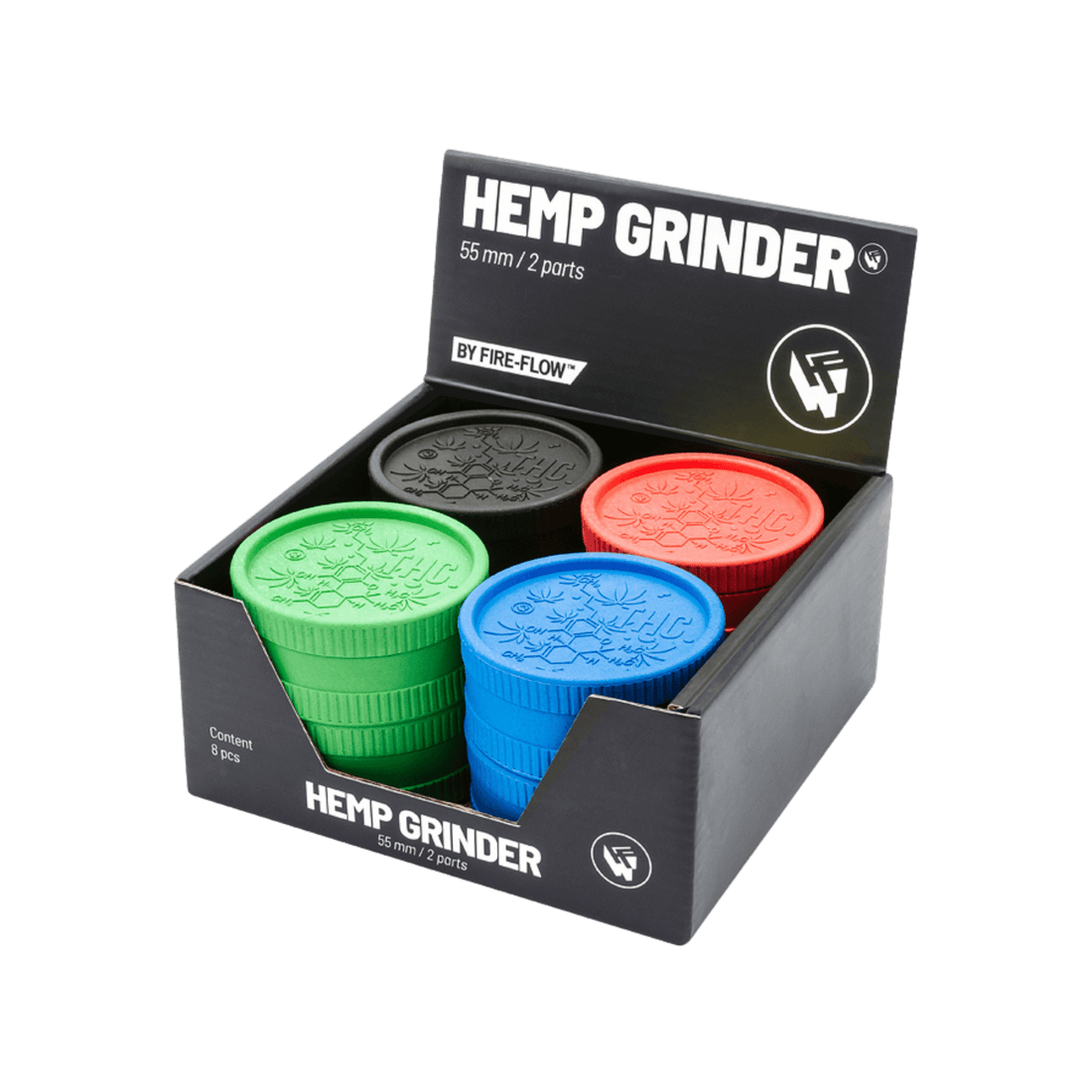 Hemp Grinder - THC Molecule - 55mm - 2 Layers - Display - 8 Stück kaufen bei rauchwerk.ch