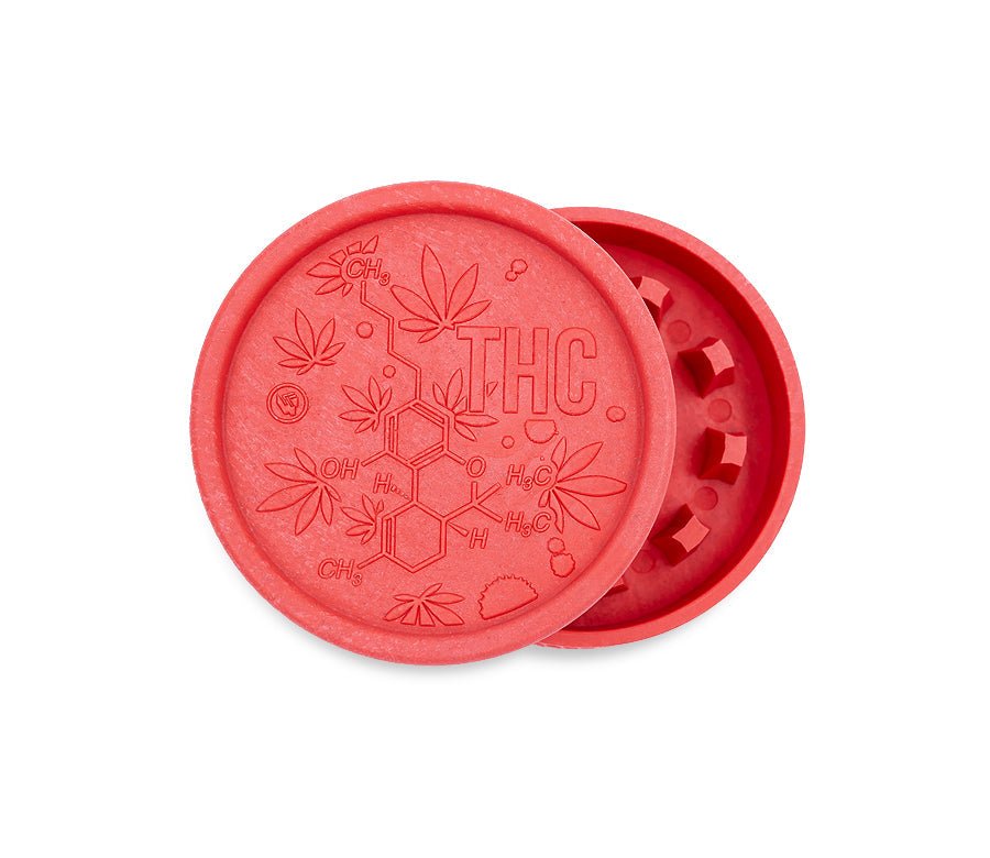 Roter Hemp Grinder THC Molecule, 55 mm, 2-teilig
