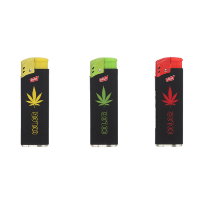 Seitenansicht vom Hemp Leaf Turboflame Feuerzeug Multicolor