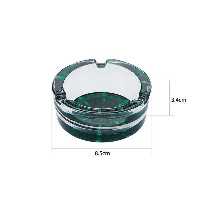 Unterseite des runden Hemp Leaves Glas Aschenbechers