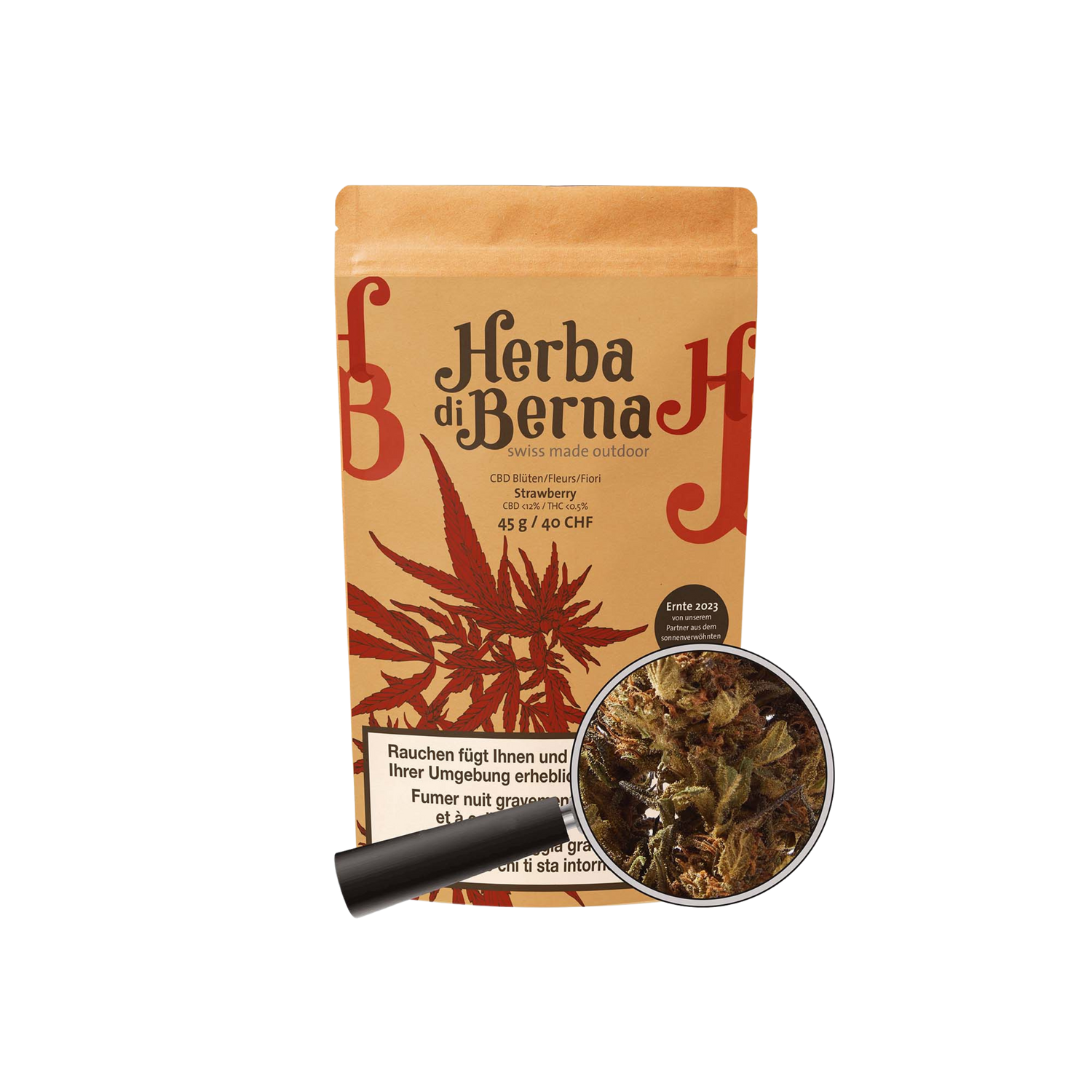 Herba di Berna Strawberry Outdoor CBD Blüten 45g