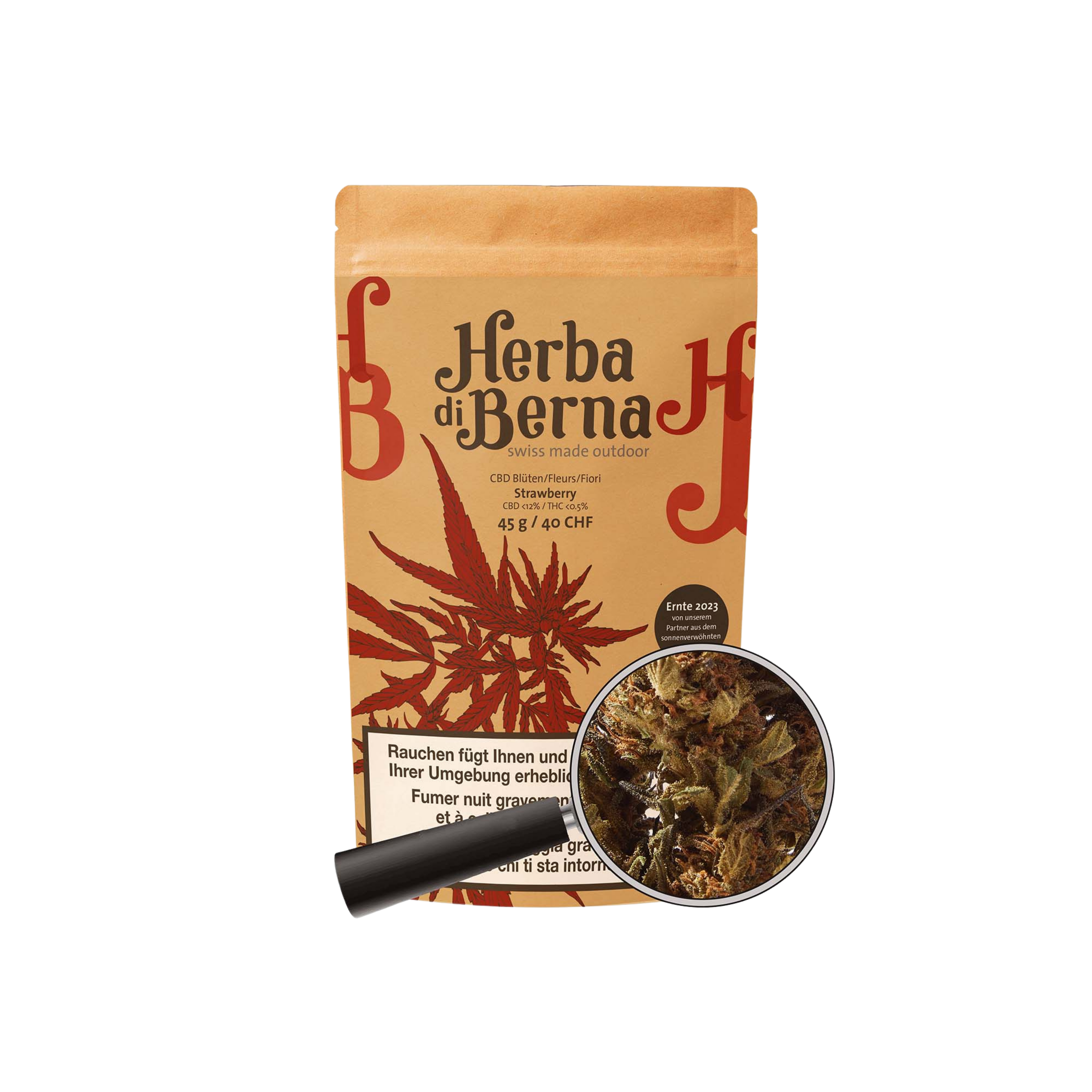 Herba di Berna Strawberry Outdoor CBD Blüten 45g