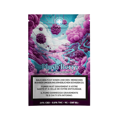 High Level Genetics Plush Berry Indoor CBD Blüten 9g Packung