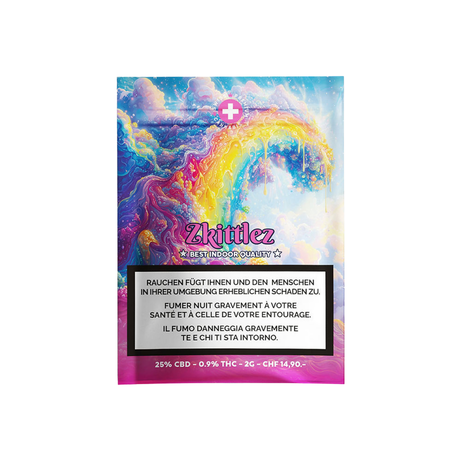 High Level Genetics Zkittlez Indoor CBD Blüten 2g Packung