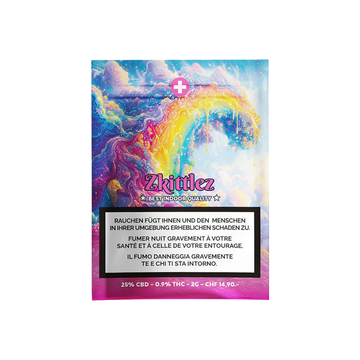 High Level Genetics Zkittlez Indoor CBD Blüten 2g Packung