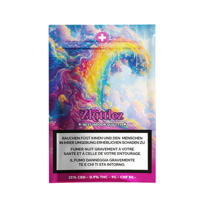 High Level Genetics Zkittlez Indoor CBD Blüten 9g Packung