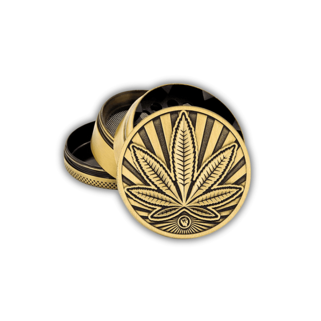 Highlife Metall Grinder 50mm, 4-teilig, Gold, Frontansicht