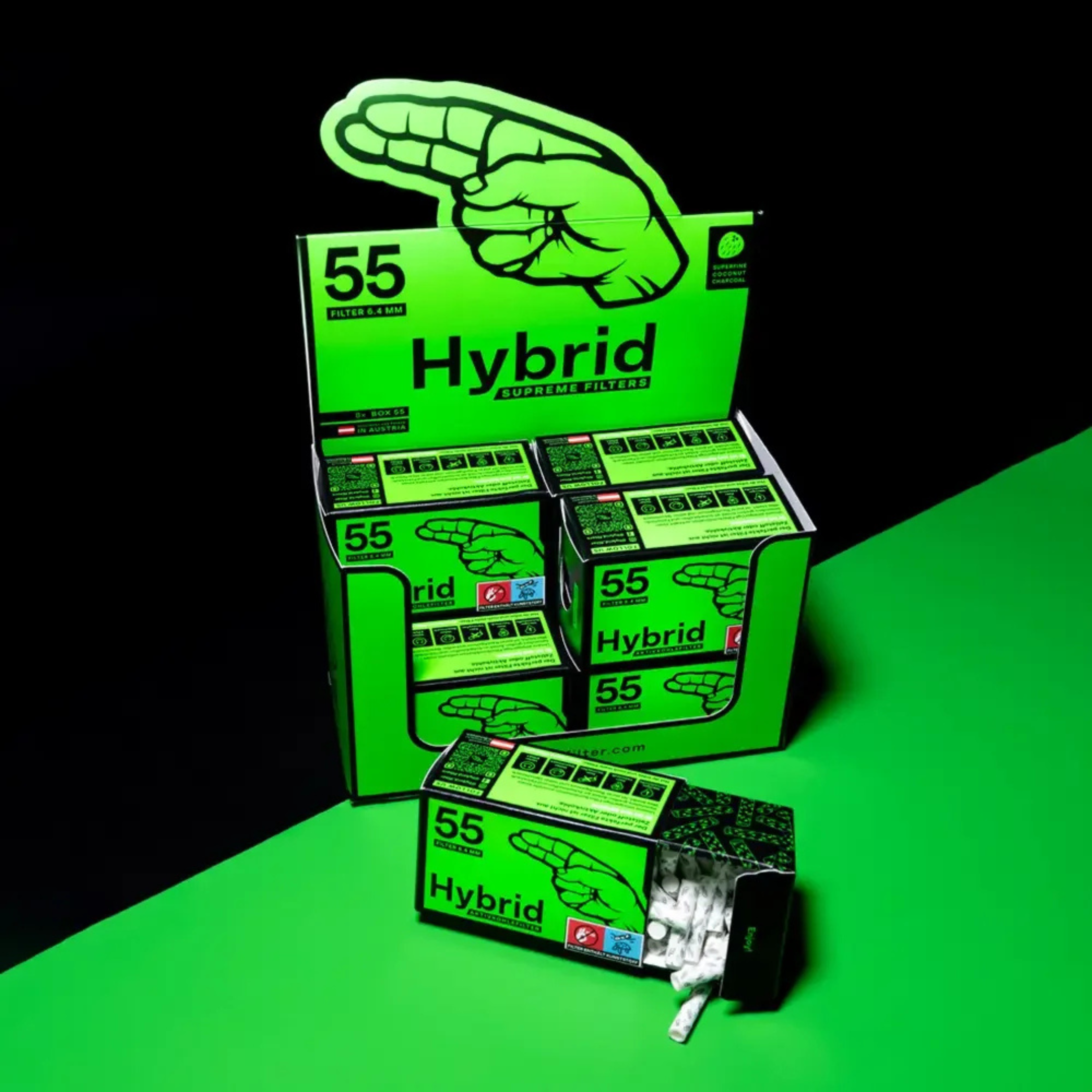 Hybrid Supreme Aktivkohlefilter Display 8×55 Packungen (440 Stück)