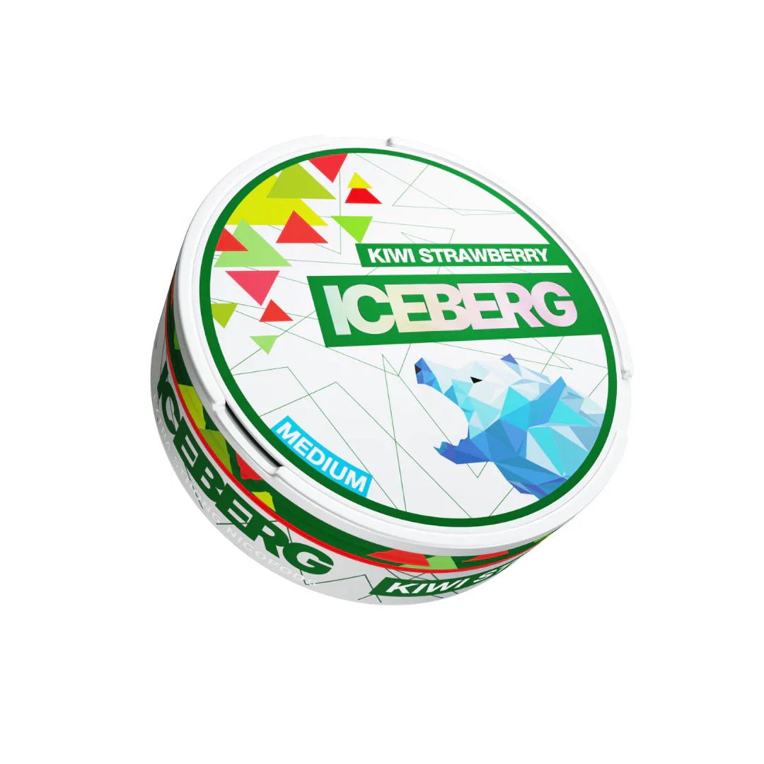 ICEBERG Kiwi Strawberry Nikotinbeutel Dose schräge Ansicht