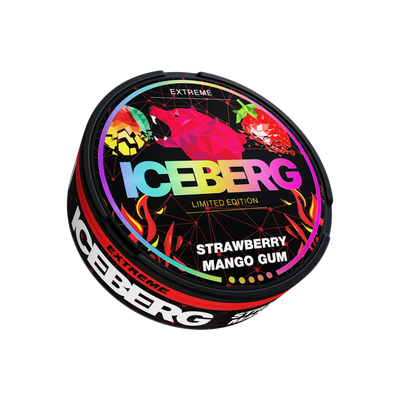 ICEBERG Strawberry Mango Gum Nikotinbeutel Dose schräg