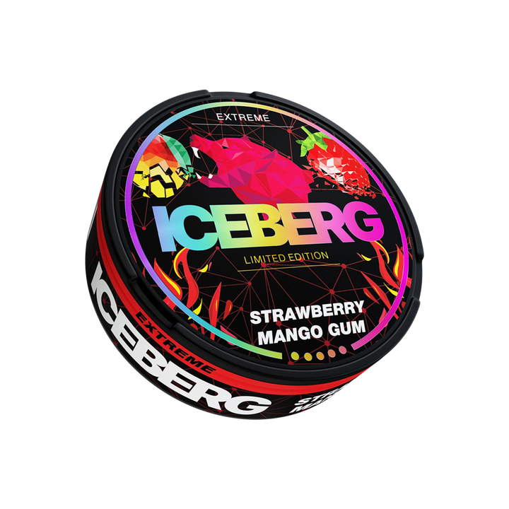 ICEBERG Strawberry Mango Gum Nikotinbeutel Dose schräg