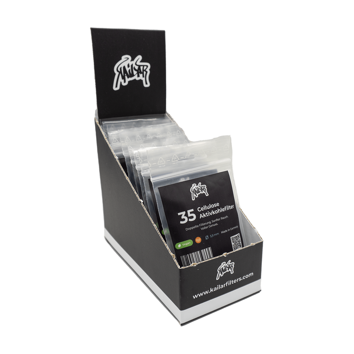 Kailar Slim Aktivkohlefilter Mix Display mit 10 Packungen