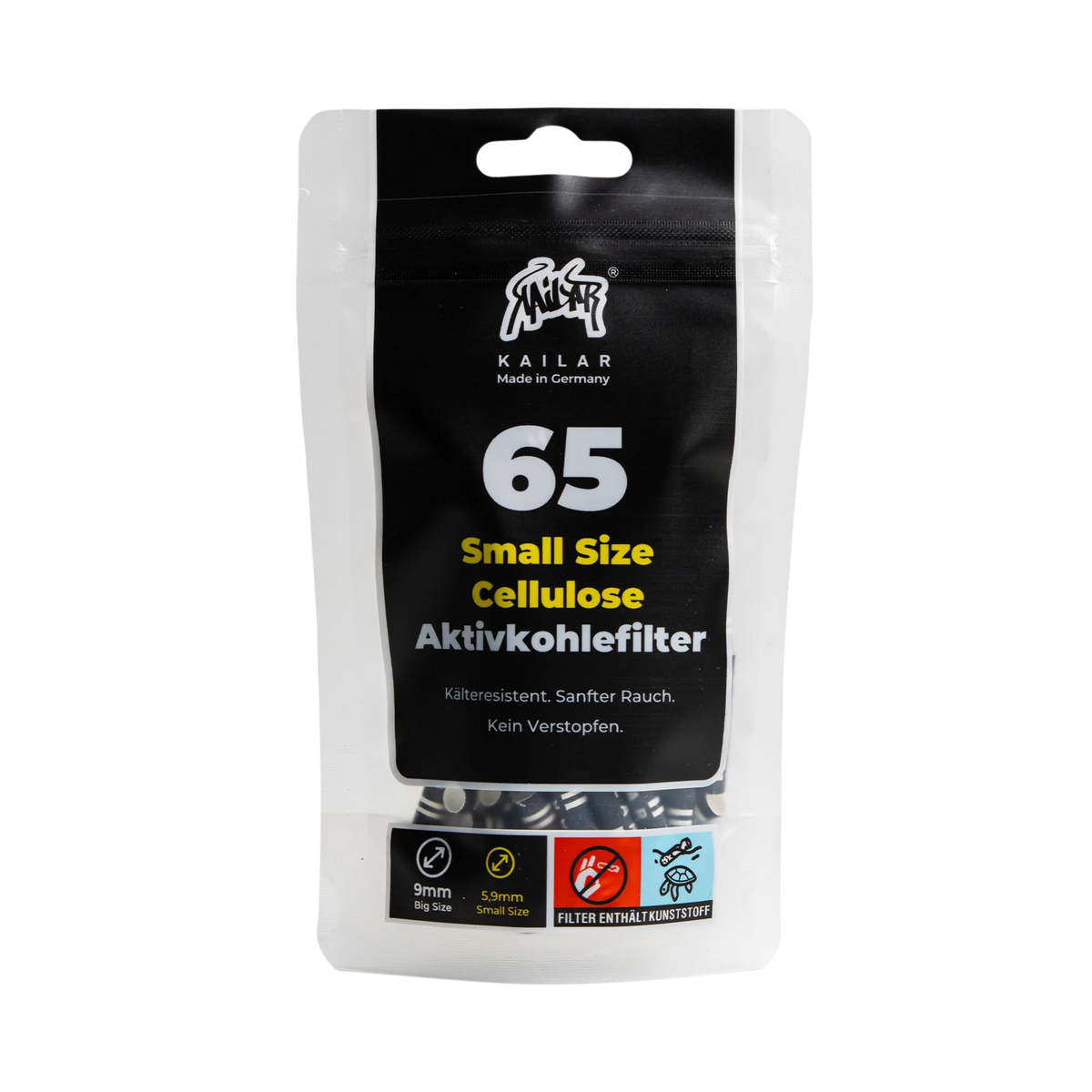 Kailar Slim Aktivkohlefilter Black 65 Stück Ø 5,9 mm