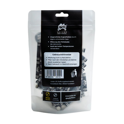 Rückseite der Kailar 9 mm Aktivkohlefilter Black 100er Packung