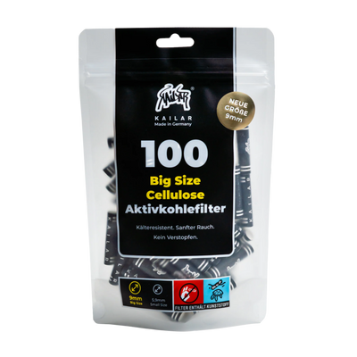 Kailar BIG Size Aktivkohlefilter 9 mm Black 100 Stück