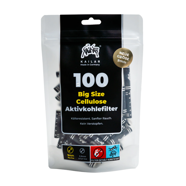 Kailar BIG Size Aktivkohlefilter 9 mm Black 100 Stück