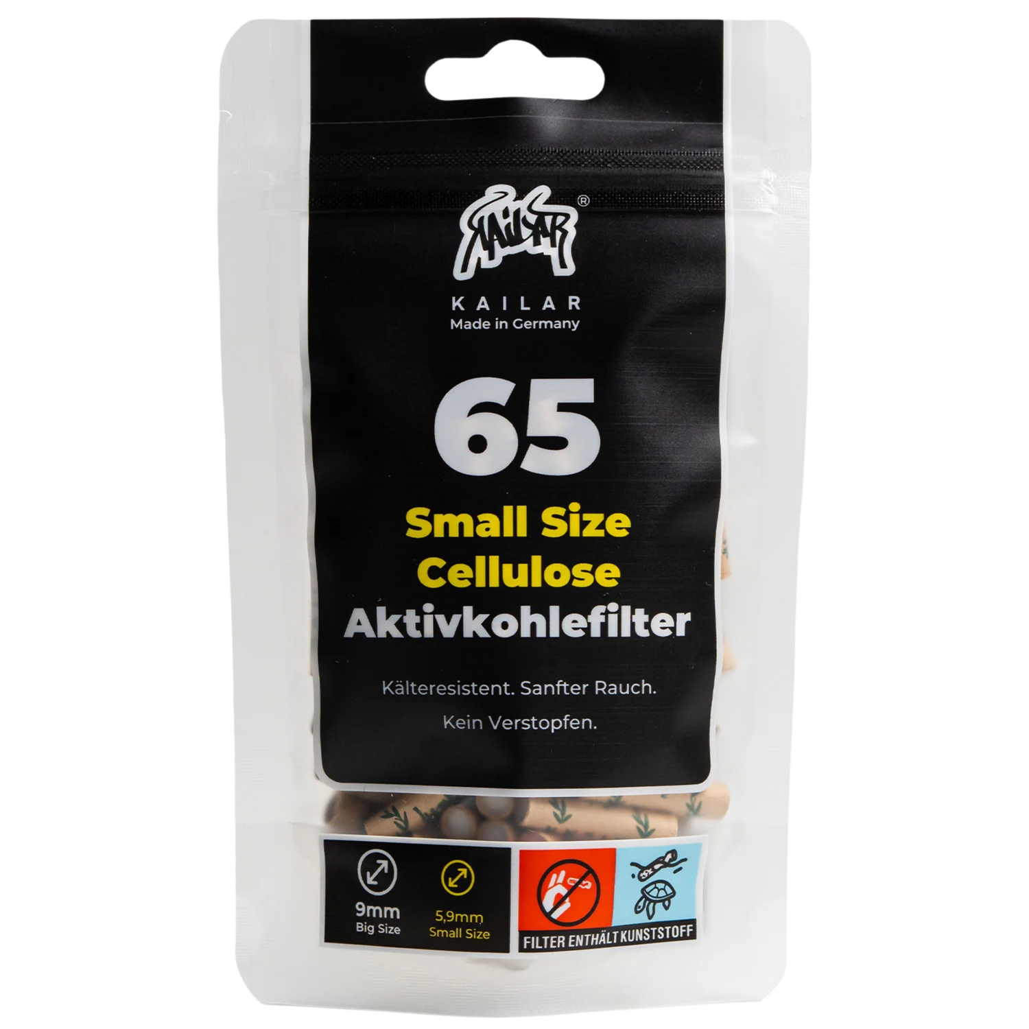 Kailar Slim Aktivkohlefilter Unbleached 65 Stück Ø 5,9 mm