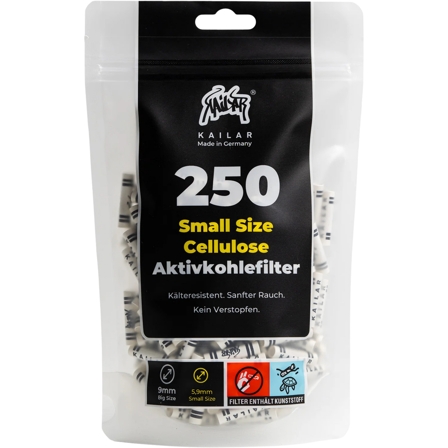 Kailar Slim Aktivkohlefilter White 250 Stück Ø 5,9 mm