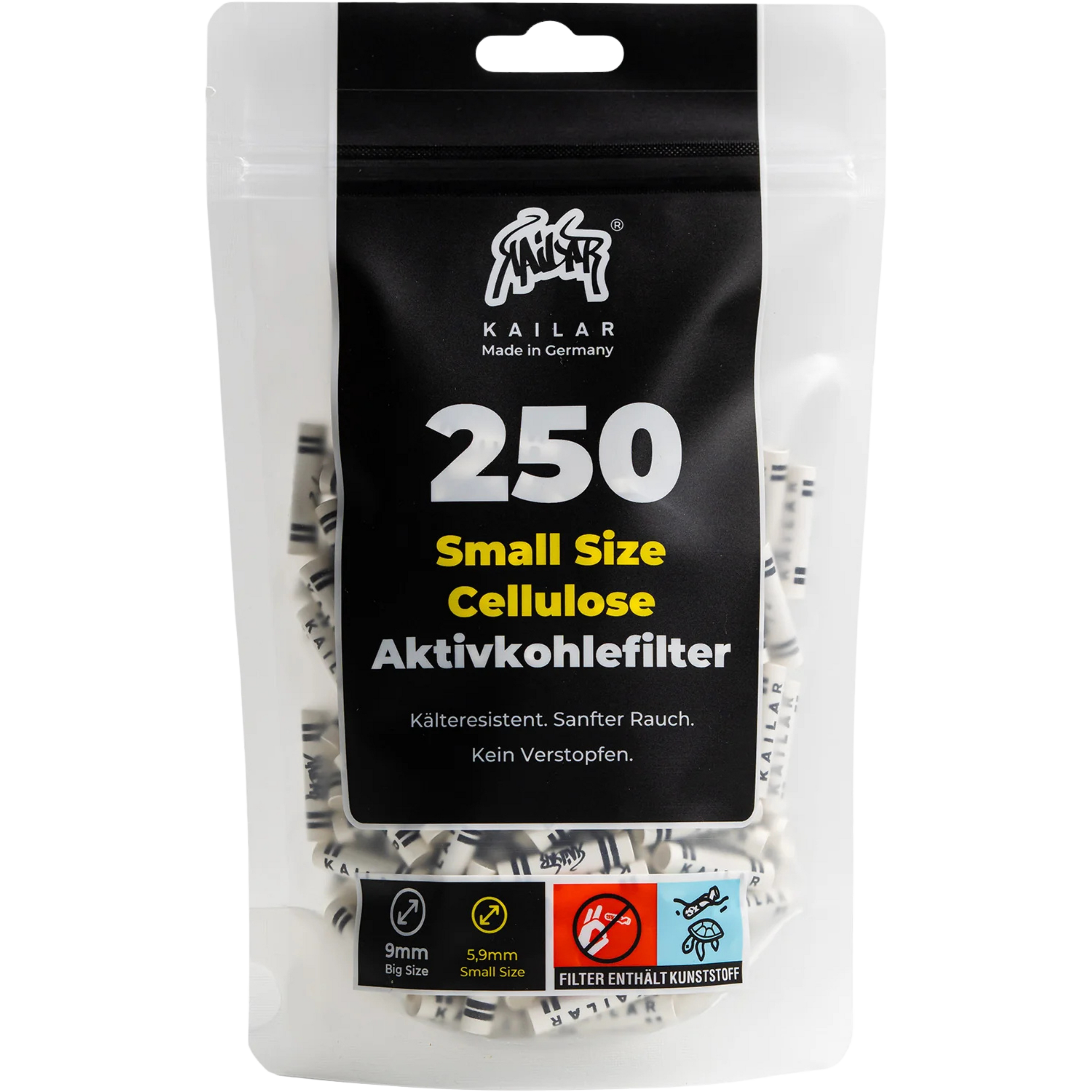 Kailar Slim Aktivkohlefilter White 250 Stück Ø 5,9 mm